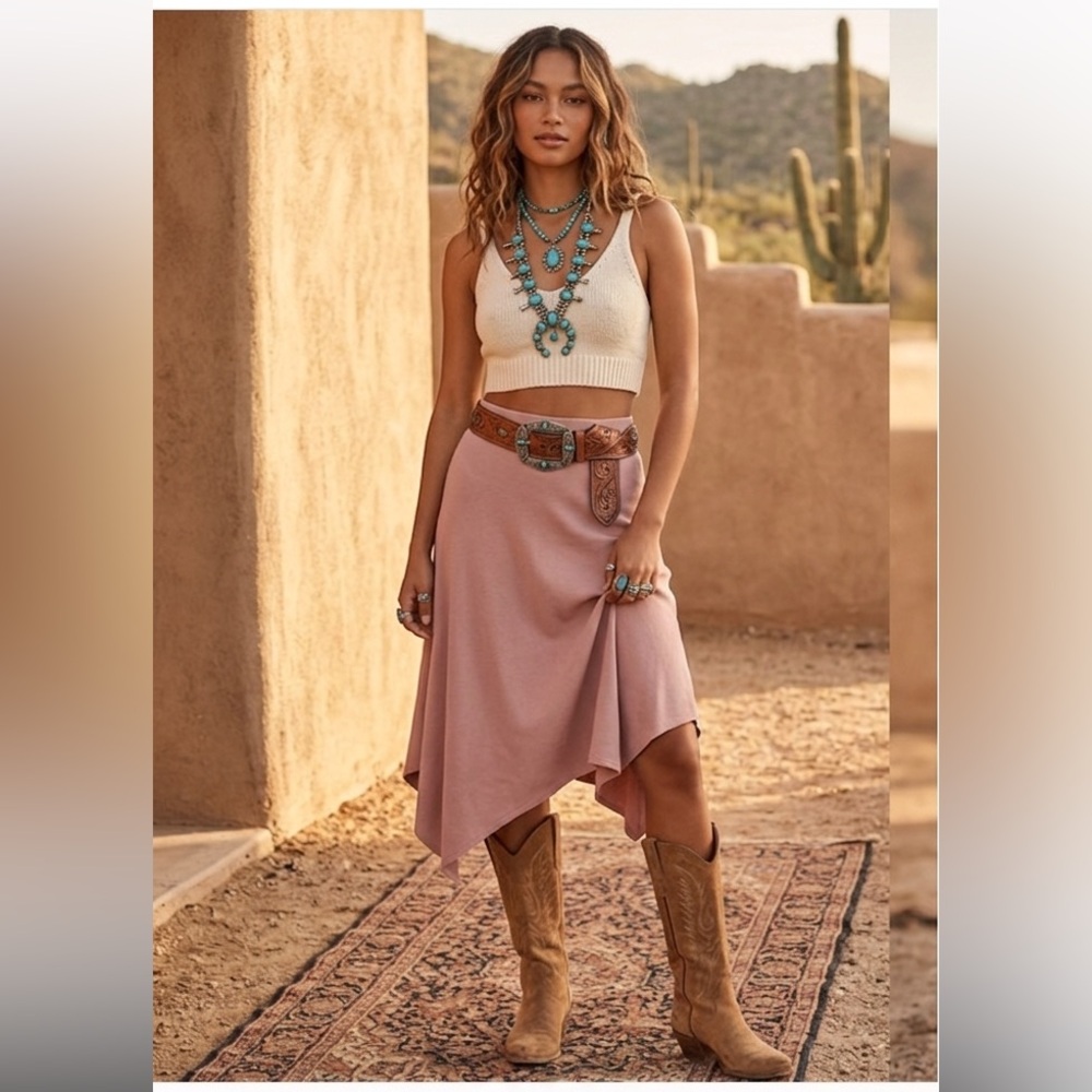 Aritzia Wilfred Asymmetrical‎ handkerchief midi skirt in sand size 6 A-line full
